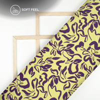 Canary Yellow Floral Digital Print Japan Satin Fabric