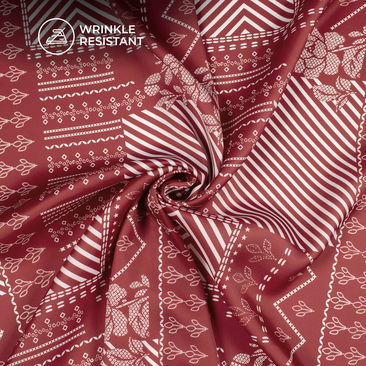 Maroon Floral Digital Print Imported Satin Fabric