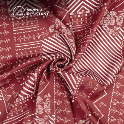 Maroon Floral Digital Print Imported Satin Fabric
