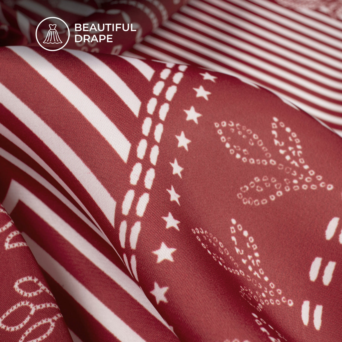 Maroon Floral Digital Print Imported Satin Fabric