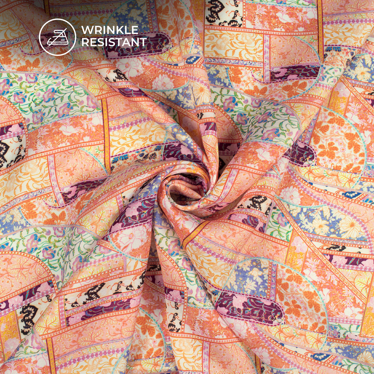 Multi-Color Mandala Digital Print Imported Satin Fabric