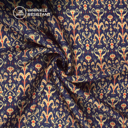 Navy Blue Paisley Digital Print Imported Satin Fabric