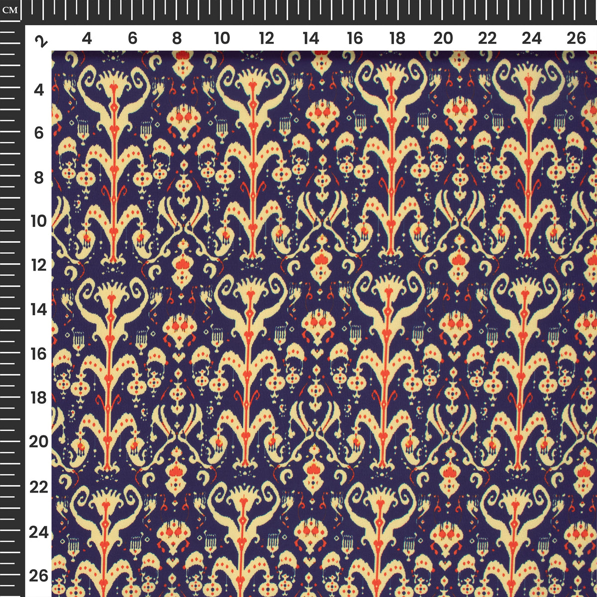 Navy Blue Paisley Digital Print Imported Satin Fabric