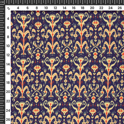 Navy Blue Paisley Digital Print Imported Satin Fabric