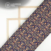Navy Blue Paisley Digital Print Imported Satin Fabric