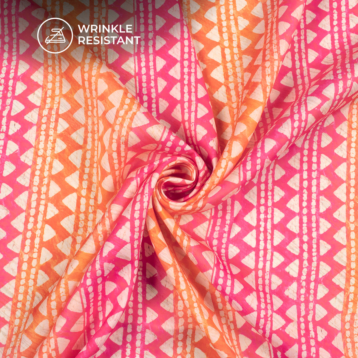Hot Pink Traditional Digital Print Imported Satin Fabric