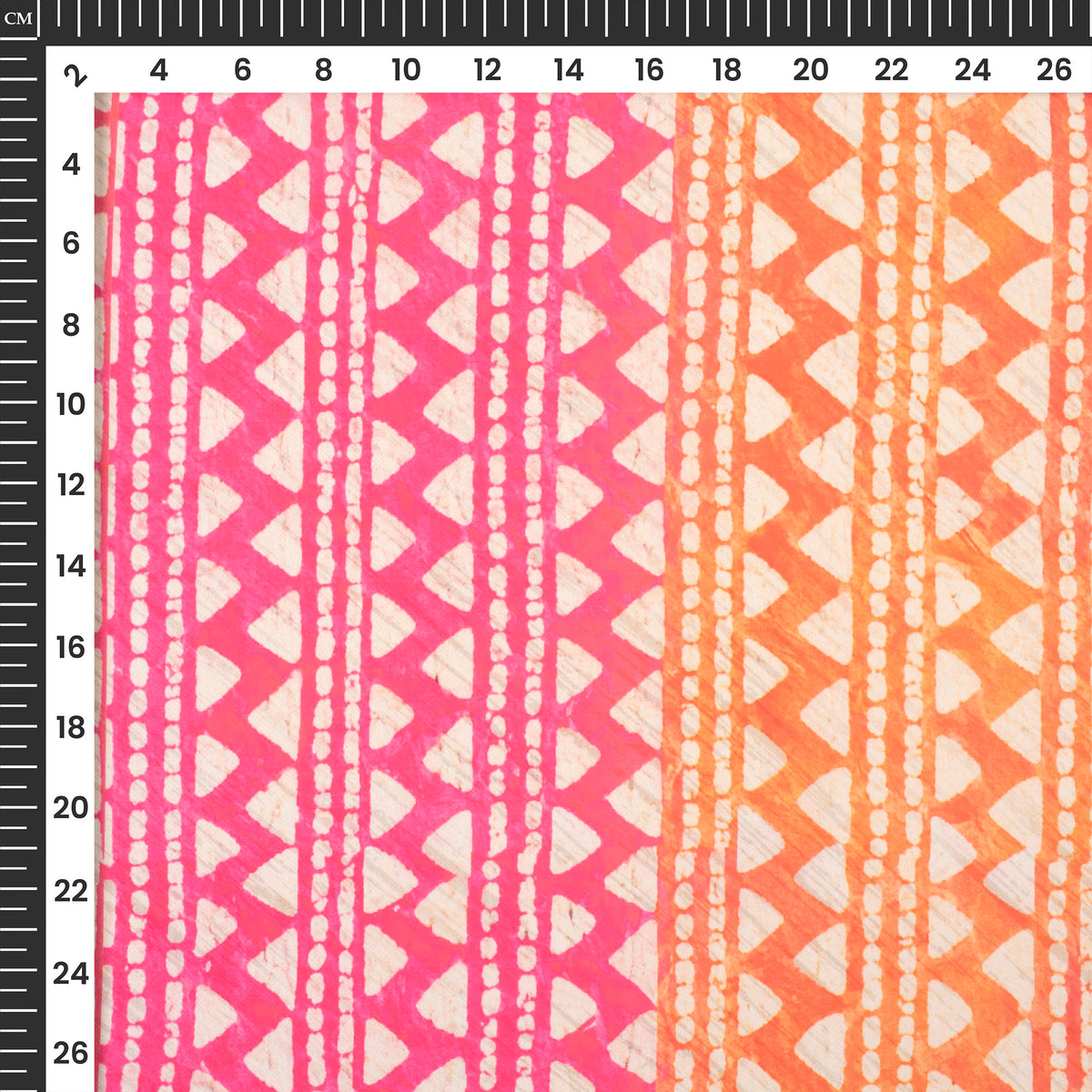Hot Pink Traditional Digital Print Imported Satin Fabric