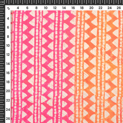 Hot Pink Traditional Digital Print Imported Satin Fabric