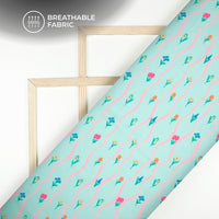 Sky Blue Floral Digital Print Poly Glazed Cotton Fabric