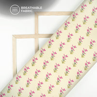 Deep Pink Floral Digital Print Poly Glazed Cotton Fabric