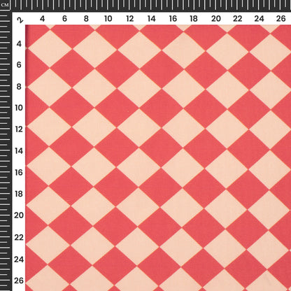 Crimson Red Geometrical Digital Print Poplin Fabric (Width 58 Inches)