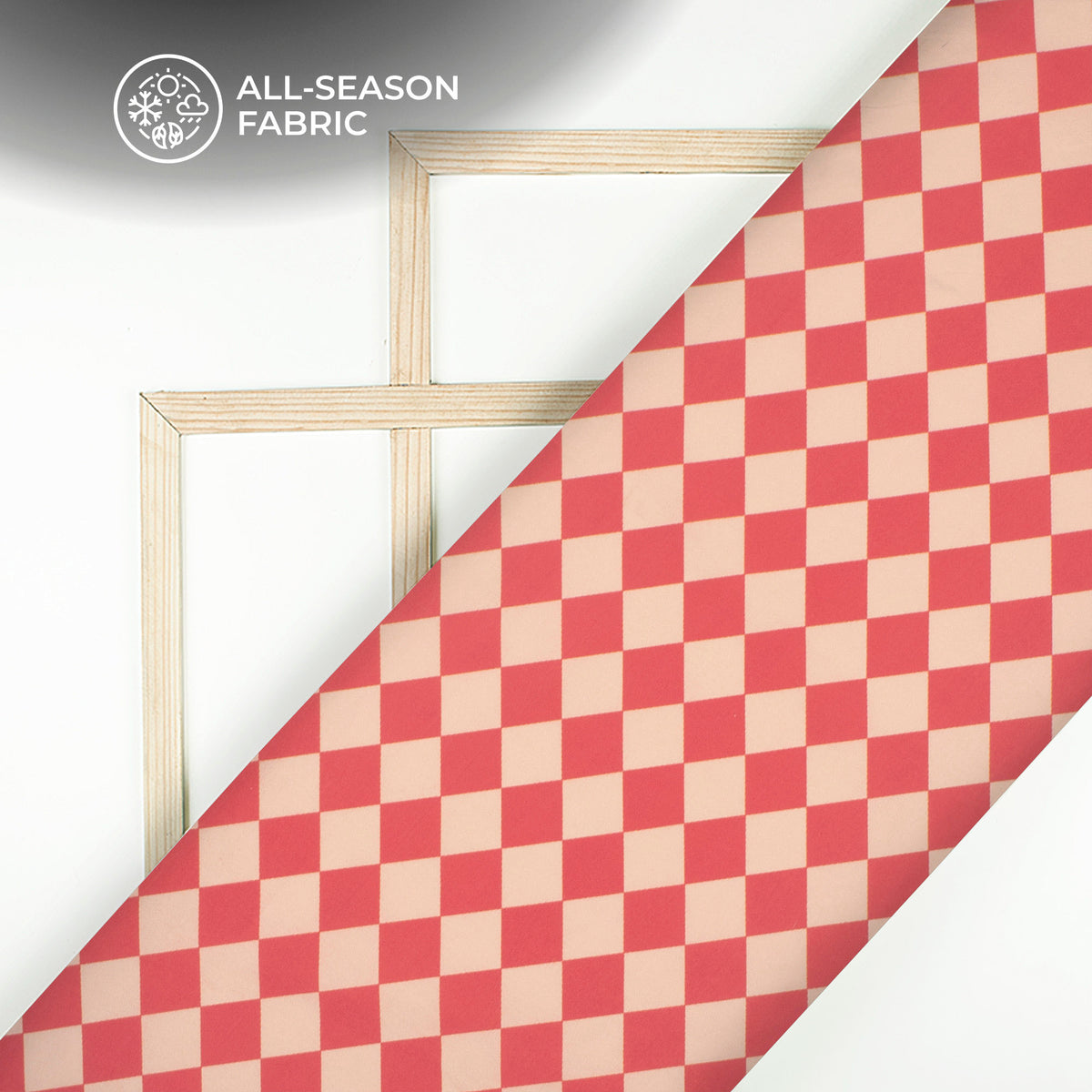 Crimson Red Geometrical Digital Print Poplin Fabric (Width 58 Inches)