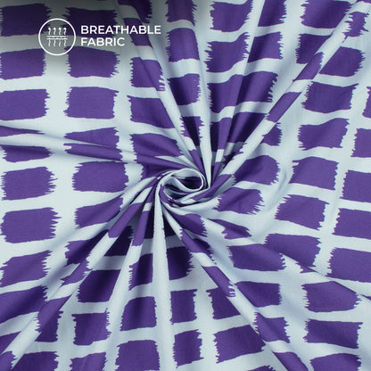 Navy Blue Abstract Digital Print Poplin Fabric (Width 58 Inches)