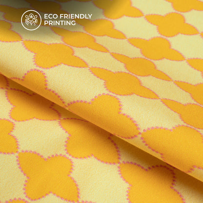Golden Yellow Floral Digital Print Poplin Fabric (Width 58 Inches)