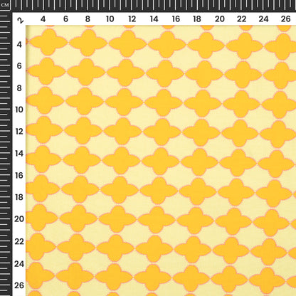 Golden Yellow Floral Digital Print Poplin Fabric (Width 58 Inches)