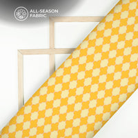 Golden Yellow Floral Digital Print Poplin Fabric (Width 58 Inches)