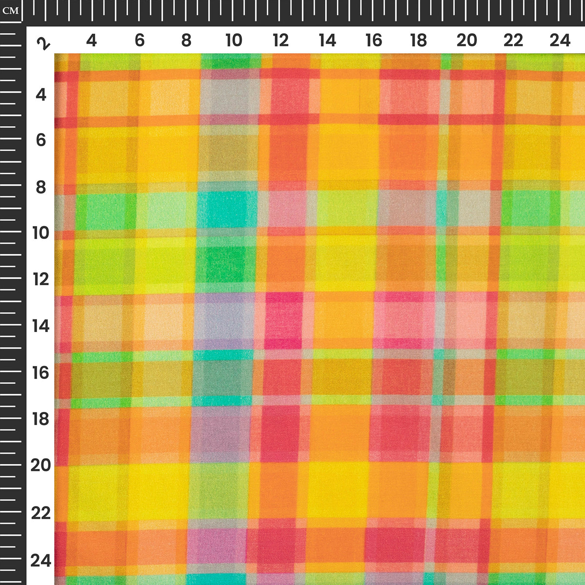 Multi-Color Checks Digital Print Poplin Fabric (Width 58 Inches)