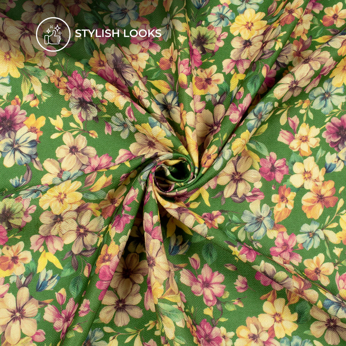 Deep Pink Floral Digital Print Elegant Blend Pashmina Fabric