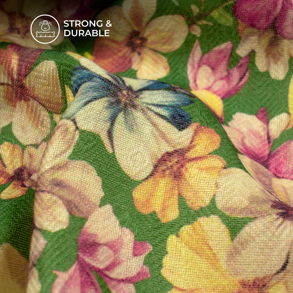 Deep Pink Floral Digital Print Elegant Blend Pashmina Fabric