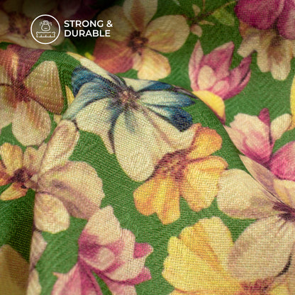 Deep Pink Floral Digital Print Elegant Blend Pashmina Fabric