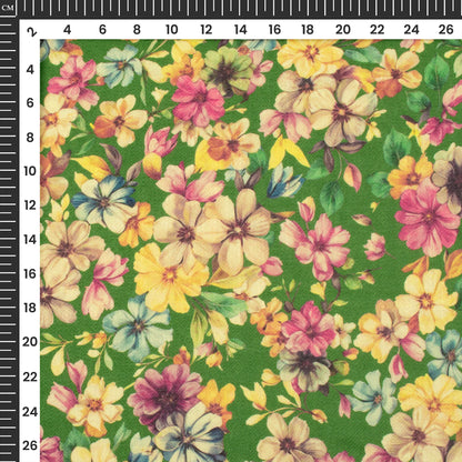 Deep Pink Floral Digital Print Elegant Blend Pashmina Fabric