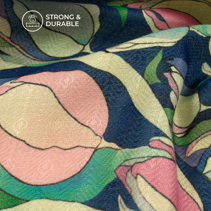 Watermelon Pink Floral Digital Print Elegant Blend Pashmina Fabric