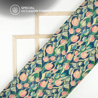 Watermelon Pink Floral Digital Print Elegant Blend Pashmina Fabric