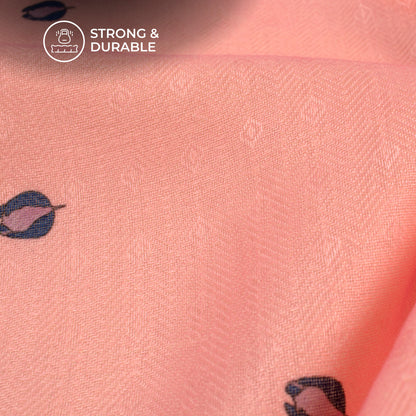 Rose Pink Floral Digital Print Elegant Blend Pashmina Fabric