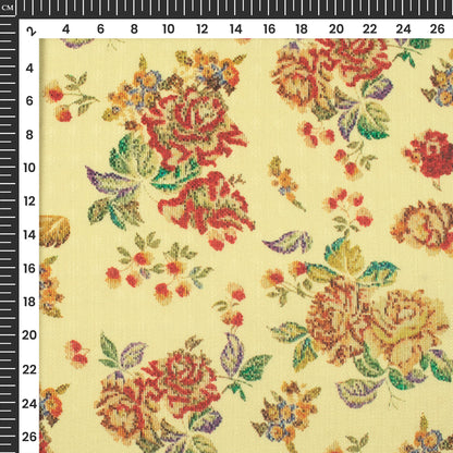 Cherry Red Floral Digital Print Elegant Blend Pashmina Fabric