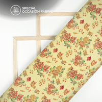 Cherry Red Floral Digital Print Elegant Blend Pashmina Fabric