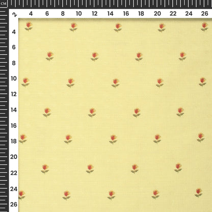 Cherry Red Floral Digital Print Elegant Blend Pashmina Fabric