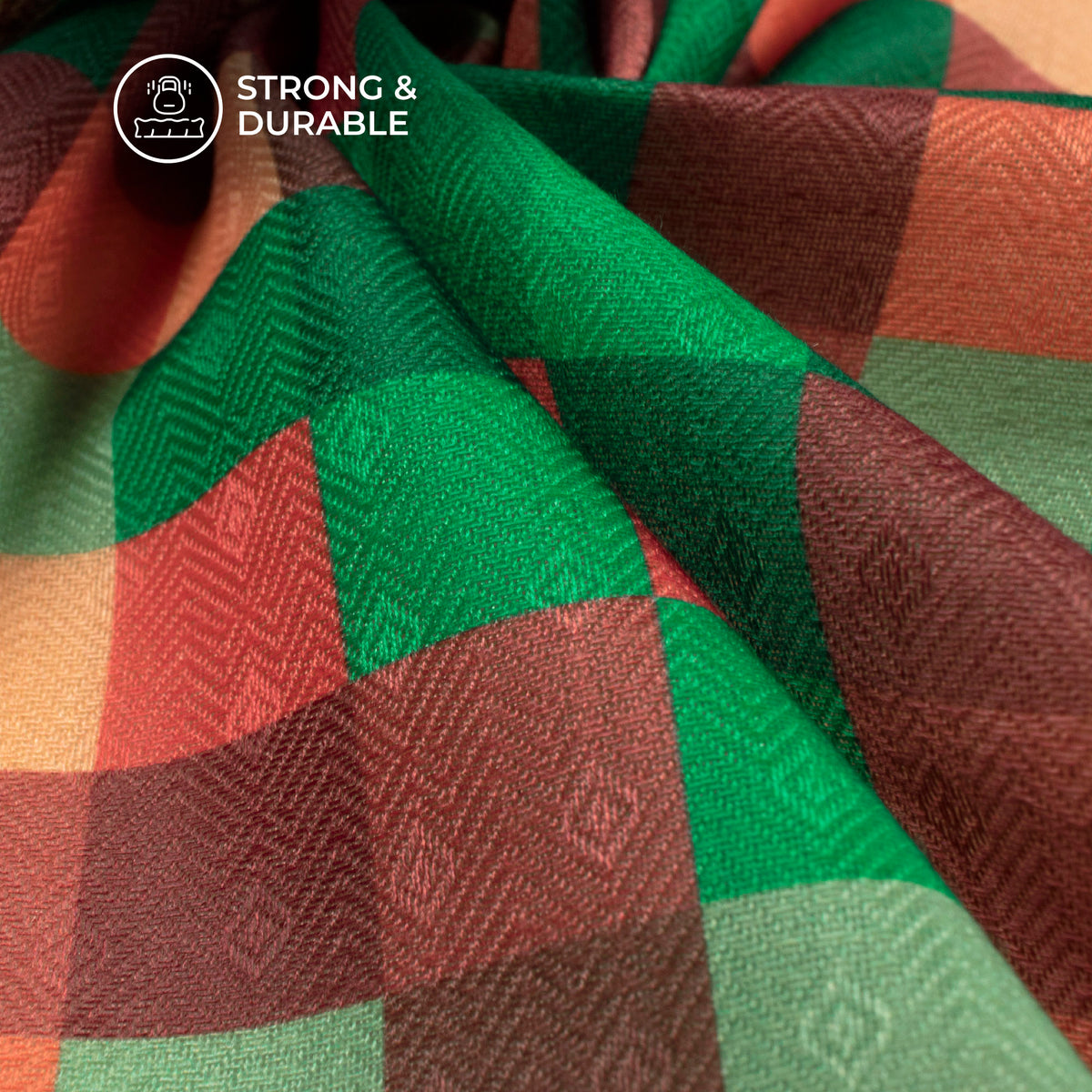 Multi-Color Checks Digital Print Elegant Blend Pashmina Fabric