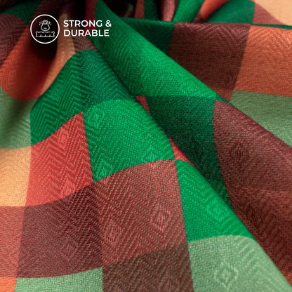 Multi-Color Checks Digital Print Elegant Blend Pashmina Fabric