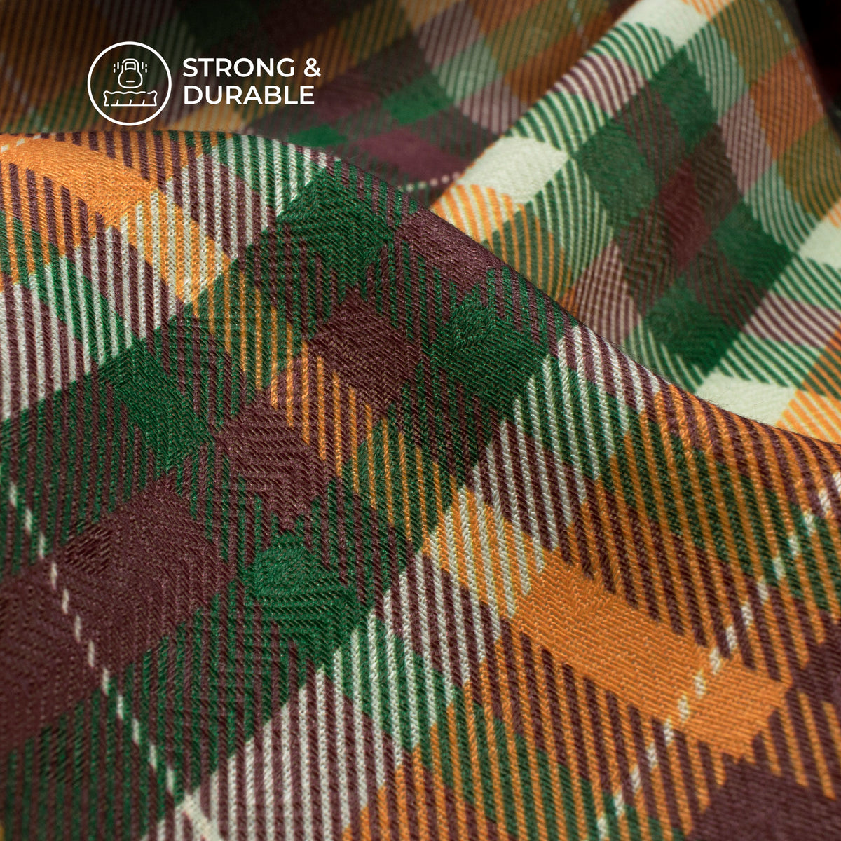 Merigold Orange Checks Digital Print Elegant Blend Pashmina Fabric