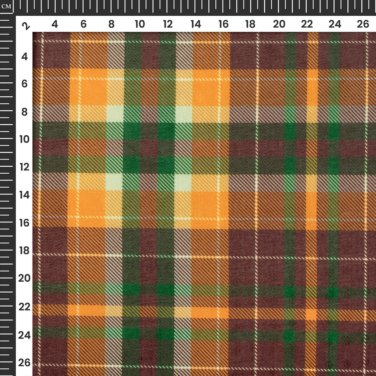 Merigold Orange Checks Digital Print Elegant Blend Pashmina Fabric