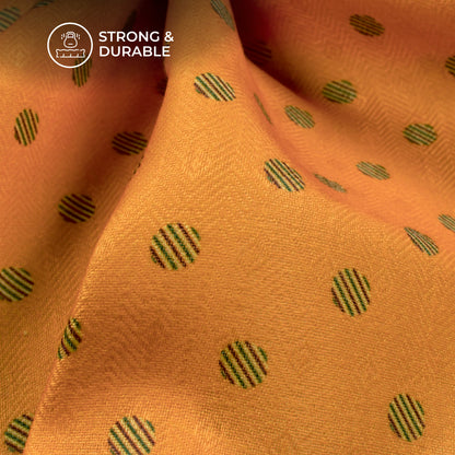 Tangerine Orange Polka Dots Digital Print Elegant Blend Pashmina Fabric