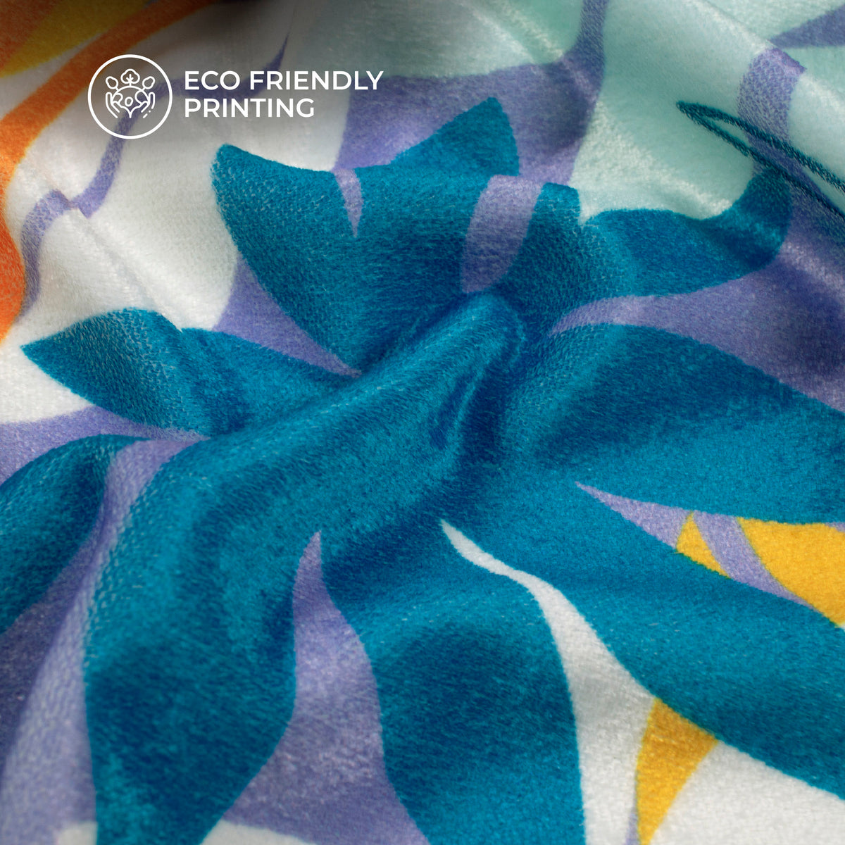 Lilac Purple And Astronaut Blue Floral Digital Print Premium Velvet Fabric