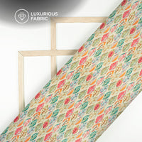 Multi-Color Leaf Digital Print Premium Velvet Fabric