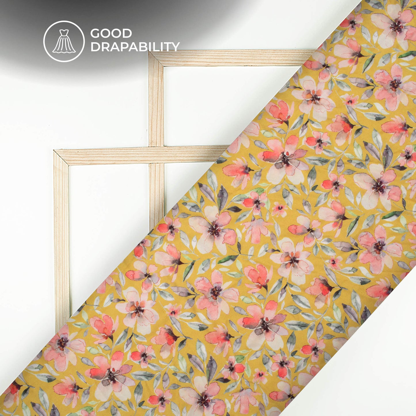 Blushing Floral Digital Print Butter Crepe Fabric