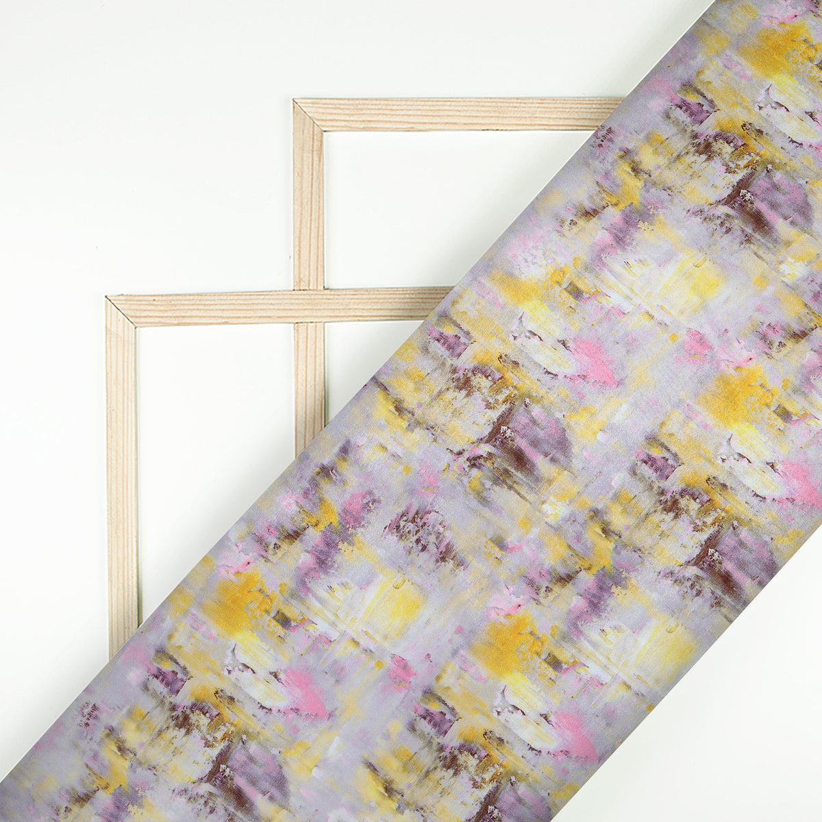 Golden Yellow Tye And Dye Pattern Digital Print Velvet Fabric