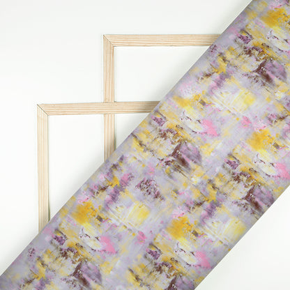 Golden Yellow Tye And Dye Pattern Digital Print Velvet Fabric