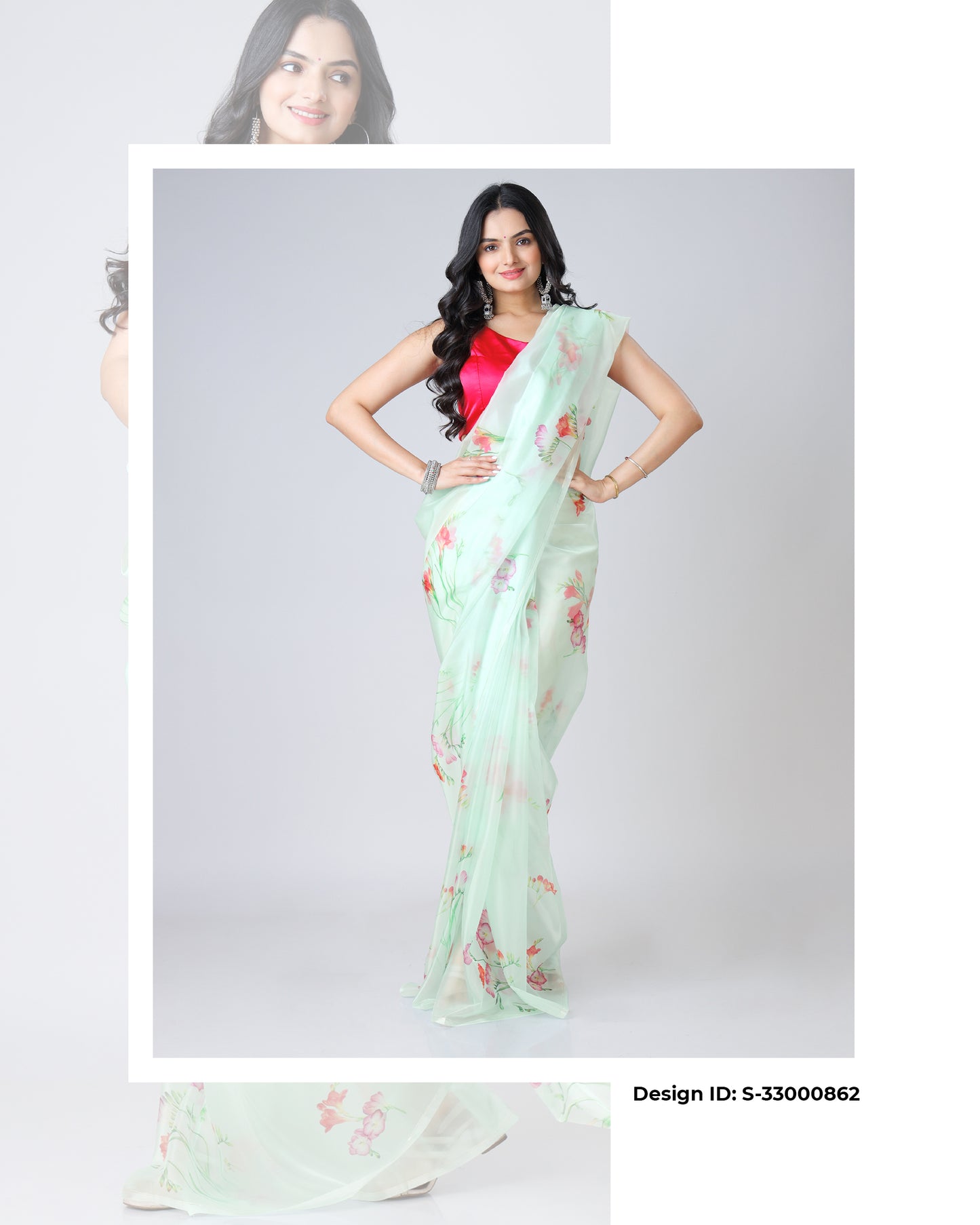 Set of 5 Floral Designer Organza Sarees Catalogue