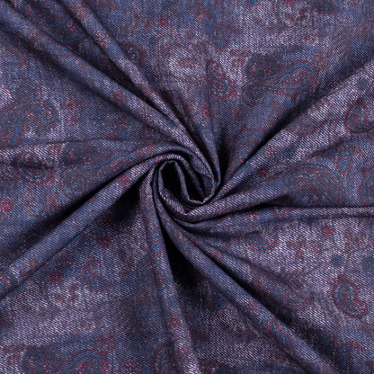 Yale Blue Deniim Pattern Digital Print Rayon Fabric