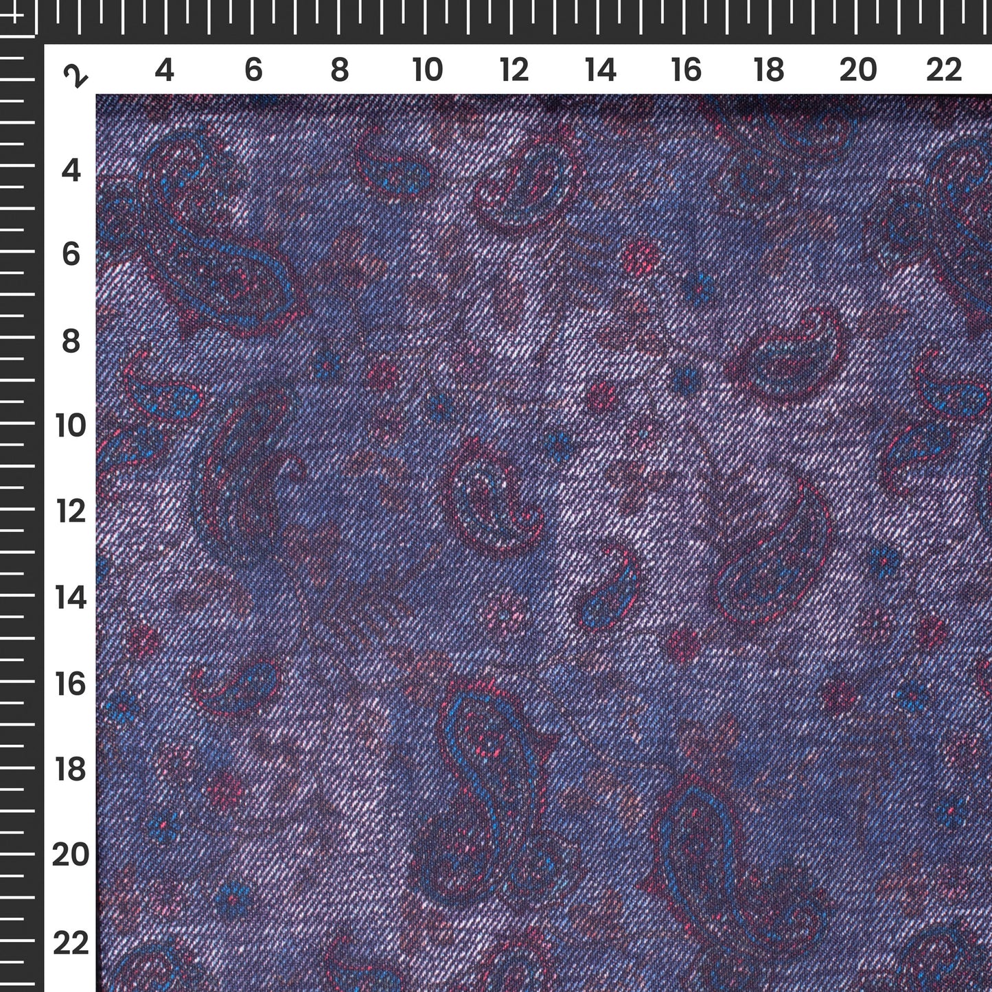 Yale Blue Denim Pattern Digital Print Rayon Fabric