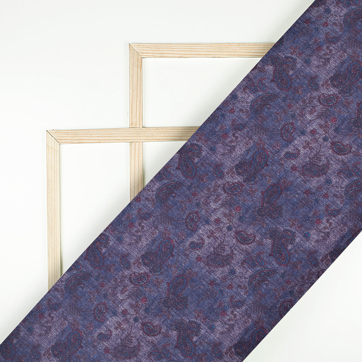 Yale Blue Deniim Pattern Digital Print Rayon Fabric
