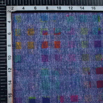 Yale Blue And Dark Purple Deniim Pattern Digital Print Rayon Fabric