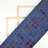 Yale Blue And Dark Purple Deniim Pattern Digital Print Rayon Fabric