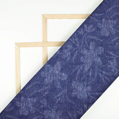 Yale Blue And Pastel Grey Deniim Pattern Digital Print Rayon Fabric