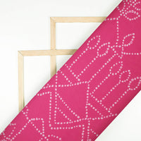 Magenta Pink And White Bandhanii Pattern Digital Print Chiffon Satin Fabric