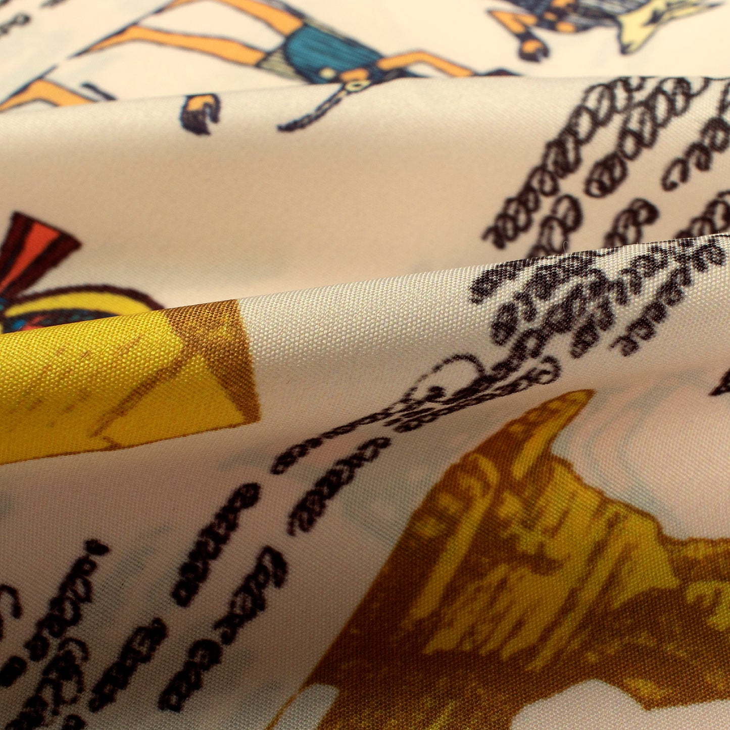 Beige And Mustard Yellow Egyptian Pattern Digital Print Ultra Premium Butter Crepe Fabric